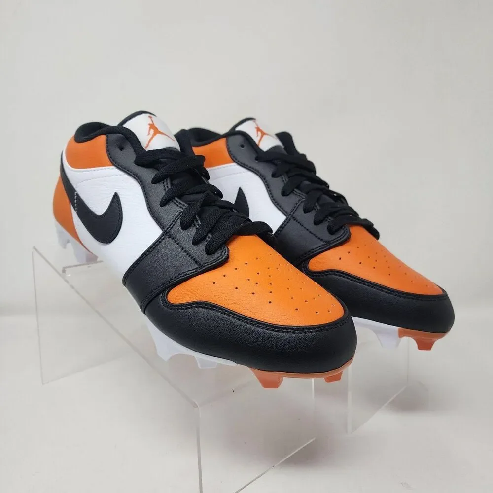 Jordan Football Cleats Shoes Mens 10 Orange Black White Molded Swoosh Logo
